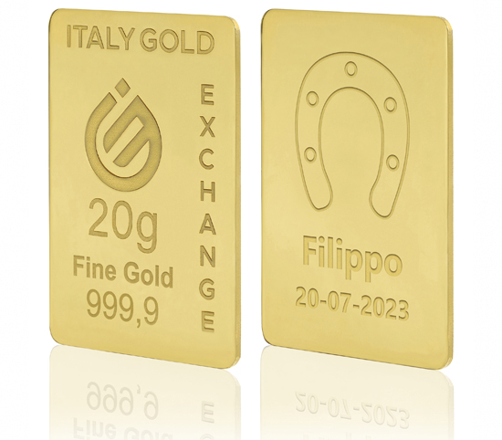 Lingou de Aur Potcoavă amulet norocos 24 K de 20 g. IGE GOLD